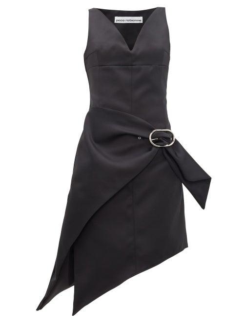 Matchesfashion.com Paco Rabanne - Asymmetric Buckled Satin Dress - Womens - Black