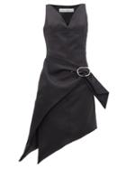 Matchesfashion.com Paco Rabanne - Asymmetric Buckled Satin Dress - Womens - Black