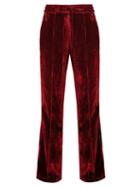 Matchesfashion.com Serena Bute - Contrast Striped Wide Leg Velvet Trousers - Womens - Burgundy Multi