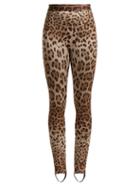 Matchesfashion.com Dolce & Gabbana - Leopard Print Stretch Jersey Stirrup Leggings - Womens - Leopard