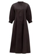 Matchesfashion.com Three Graces London - Bianca Balloon-sleeve Cotton Shirt Dress - Womens - Black