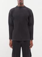 Homme Pliss Issey Miyake - Technical-pleated Long-sleeved T-shirt - Mens - Dark Grey