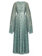 Luisa Beccaria Floral-print Pleated Silk-chiffon Gown