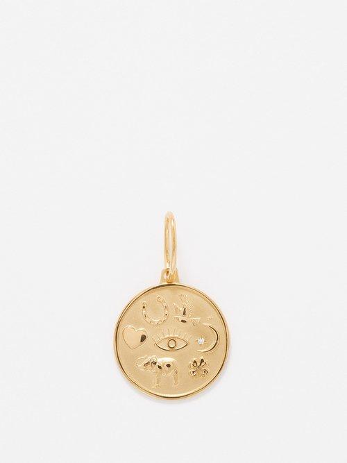 Rosa De La Cruz - Lucky Charm Diamond & 18kt Gold Pendant - Womens - Gold Multi
