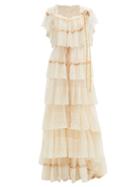 Matchesfashion.com Loveshackfancy - Fabia Tiered Lace Gown - Womens - Cream
