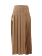 Matchesfashion.com Joseph - Sallis Pleated Wool-blend Midi Skirt - Womens - Camel