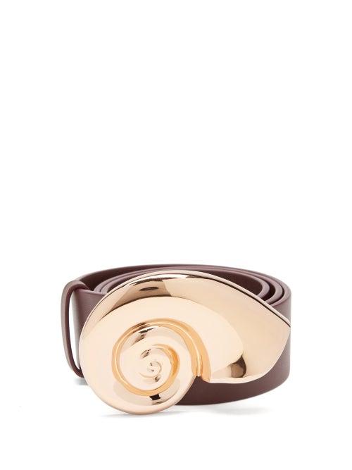 Matchesfashion.com Gabriela Hearst - Golden Ratio Shell-buckle Leather Belt - Womens - Burgundy