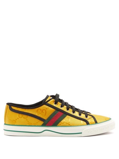 Matchesfashion.com Gucci - Tennis 1977 Gg-jacquard Canvas Trainers - Mens - Gold