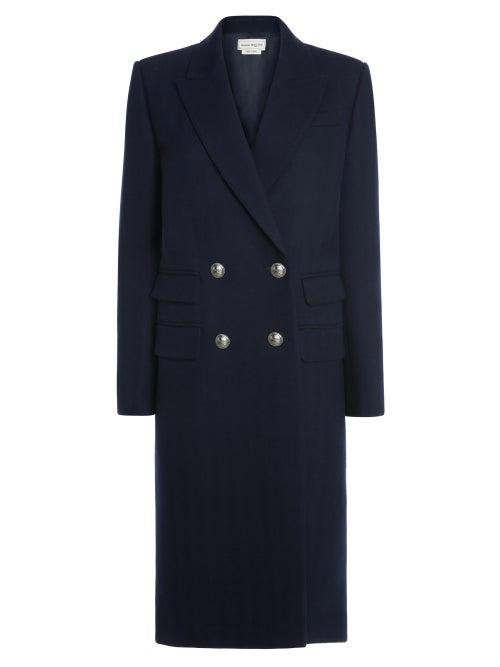 Alexander Mcqueen - Double-breasted Tailored Coat - Womens - Navy