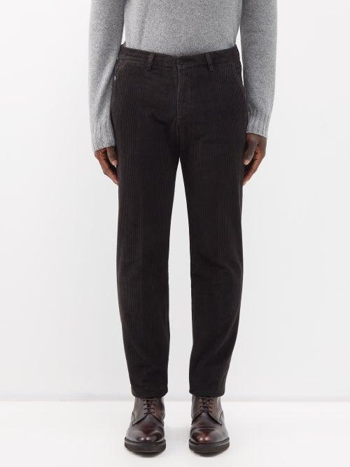 Thom Sweeney - Cotton-corduroy Slim-leg Trousers - Mens - Dark Brown