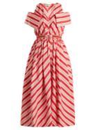 Fendi Striped Off-the-shoulder Cotton-poplin Dress