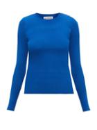 Matchesfashion.com Balenciaga - Logo Tab Ribbed Sweater - Womens - Blue