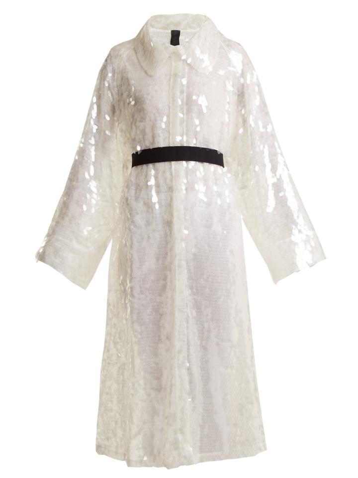 Norma Kamali Belted Sequin-embellished Trench Coat