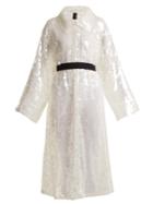 Norma Kamali Belted Sequin-embellished Trench Coat