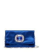 Matchesfashion.com Jimmy Choo - Titania Crystal Embellished Satin Clutch - Womens - Blue