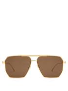 Matchesfashion.com Bottega Veneta - Angular Aviator Metal Sunglasses - Womens - Gold