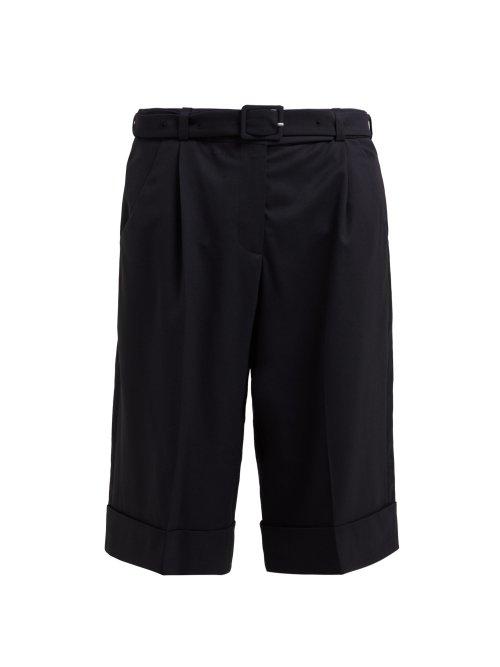 Matchesfashion.com Simone Rocha - Marabou Trim Virgin Wool Twill Shorts - Womens - Black