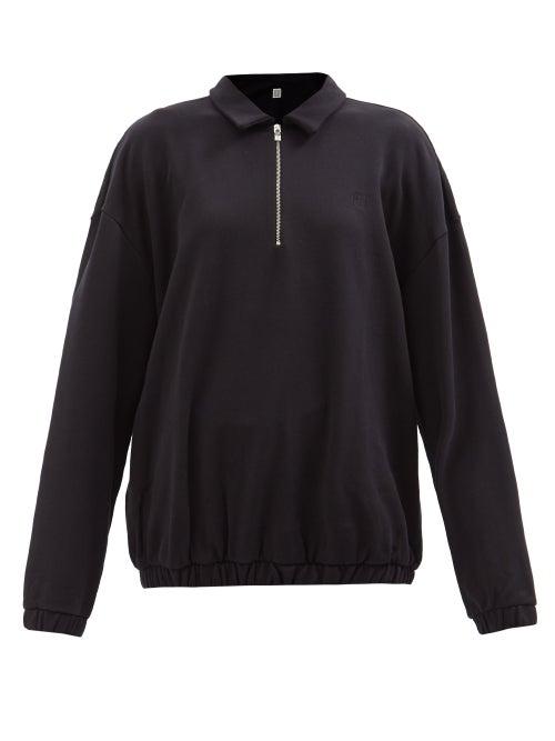 Totme - Quarter-zip Organic Cotton-jersey Top - Womens - Black