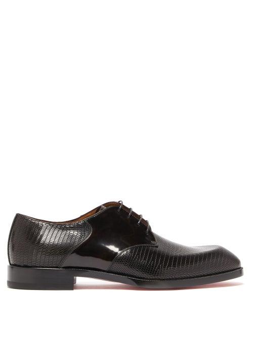 Matchesfashion.com Christian Louboutin -  Mon Homme Embossed Leather Derby Shoes - Mens - Brown