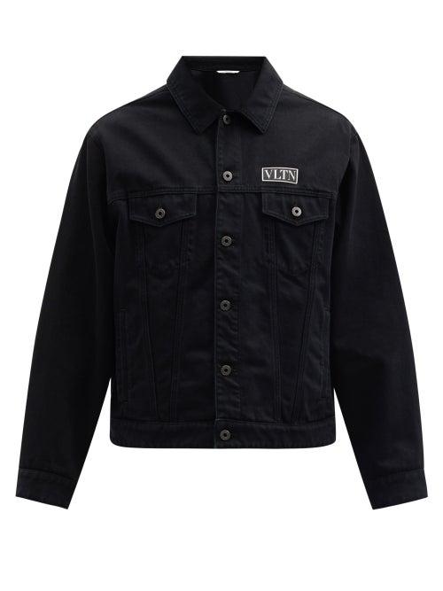 Matchesfashion.com Valentino - Vltn-patch Denim Jacket - Mens - Black