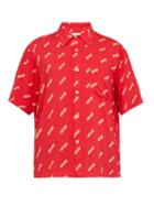 Matchesfashion.com Aries - Logo Print Short Sleeved Crepe Shirt - Mens - Red