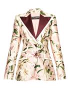 Matchesfashion.com Dolce & Gabbana - Single Breasted Floral Print Shantung Blazer - Womens - Pink Multi