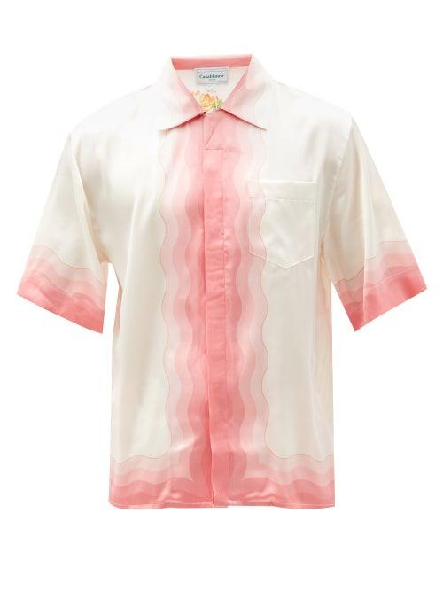 Matchesfashion.com Casablanca - Kapalia Wave-print Silk-twill Shirt - Mens - Pink Multi