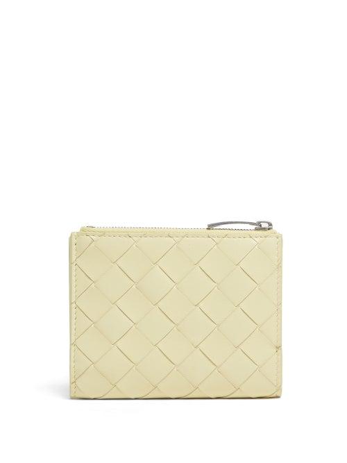 Matchesfashion.com Bottega Veneta - Intrecciato-leather Zipped Wallet - Womens - Cream