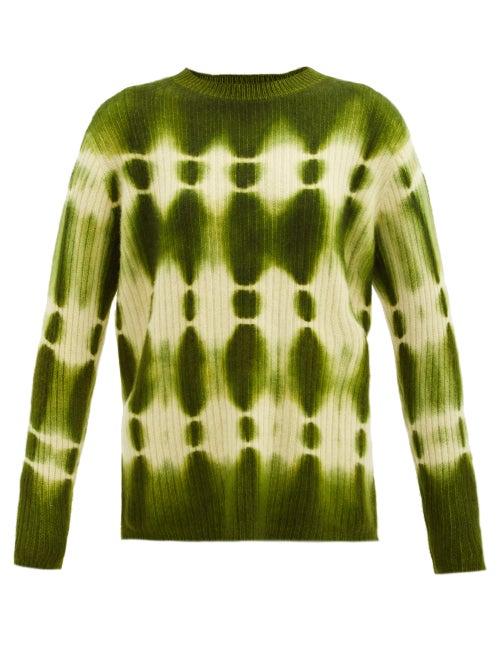 Matchesfashion.com The Elder Statesman - Tie-dye Ribbed-cashmere Sweater - Womens - Green