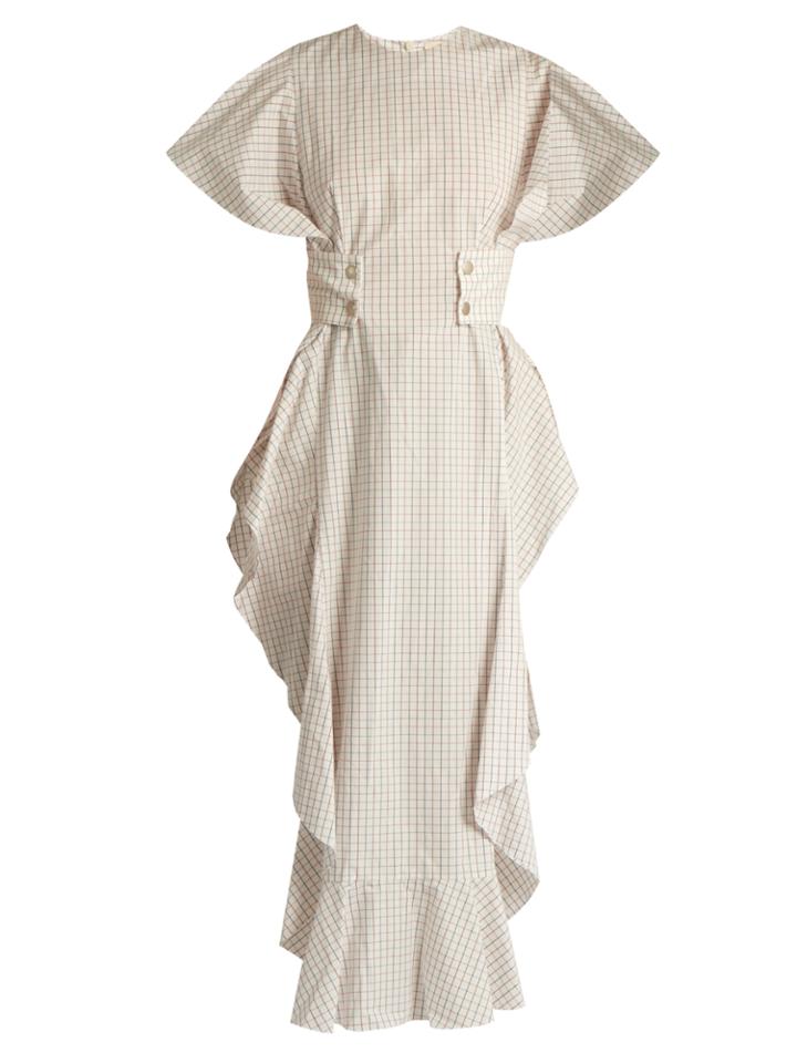 A.w.a.k.e. Ruffled Buttoned-waist Checked Tunic