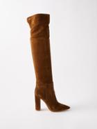 Gianvito Rossi - Piper 45 Leather Over-the-knee Boots - Womens - Dark Brown