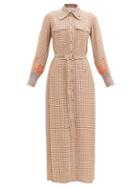 Matchesfashion.com Chlo - Belted Windowpane-check Crepe Shirt Dress - Womens - Beige Multi