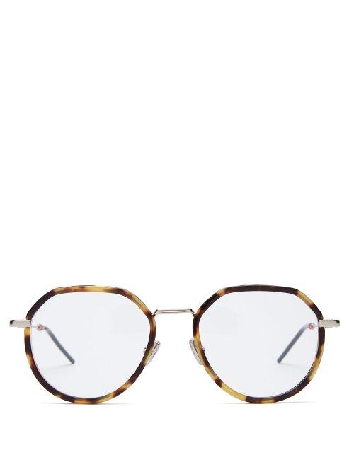 Matchesfashion.com Dior Homme Sunglasses - Round Frame Tortoiseshell Acetate Glasses - Mens - Gold Multi
