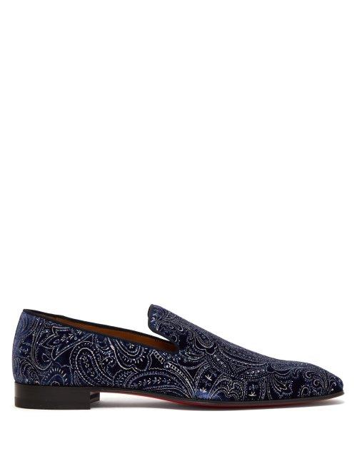 Matchesfashion.com Christian Louboutin - Dandelion Velvet Loafers - Mens - Navy