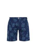 Matchesfashion.com Aries - Rose Print Mid Rise Denim Shorts - Mens - Blue