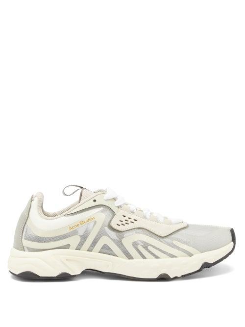 Matchesfashion.com Acne Studios - Panelled Faux-suede And Ripstop Trainers - Womens - White