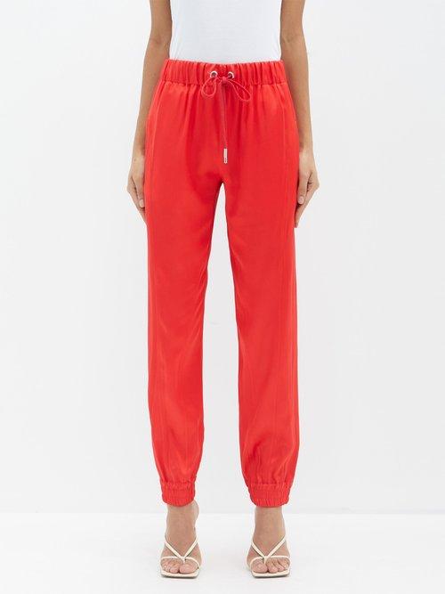 Sa Su Phi - Valentina Drawstring-waist Silk-blend Trousers - Womens - Red
