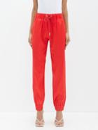 Sa Su Phi - Valentina Drawstring-waist Silk-blend Trousers - Womens - Red