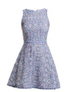 Matchesfashion.com Le Sirenuse, Positano - Corinne Kantha Geometric Embroidered Cotton Dress - Womens - Blue Print