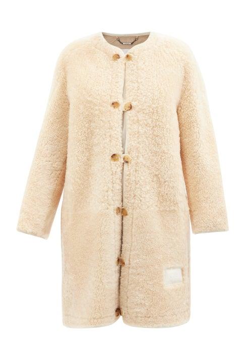 Chlo - Buttoned Shearling Coat - Womens - Camel