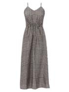 Matchesfashion.com Mm6 Maison Margiela - Prince Of Wales-check Satin Midi Dress - Womens - Black White