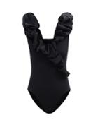 Maygel Coronel - Cande Ruffle V-neck Swimsuit - Womens - Black