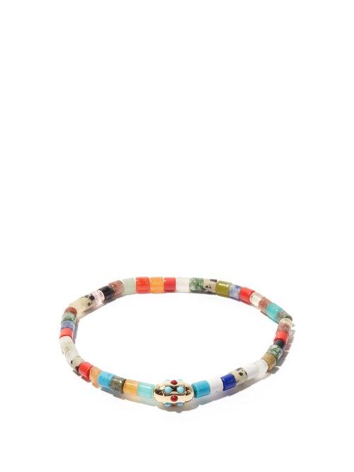 Luis Morais - Turquoise & 14kt Gold Beaded Bracelet - Mens - Multi