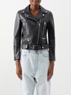Acne Studios - Cropped Leather Biker Jacket - Womens - Black