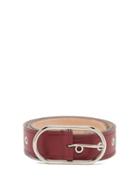 Matchesfashion.com Acne Studios - Masculine Large Logo-buckle Leather Belt - Womens - Burgundy
