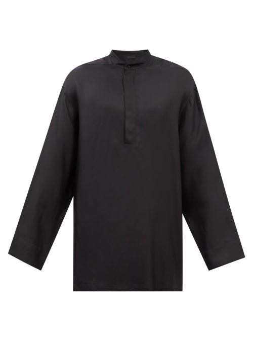 Fear Of God - Concealed-placket Satin Henley Top - Mens - Black