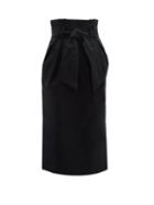 Matchesfashion.com Gabriela Hearst - Jordan Paperbag Waist Cotton Faille Midi Skirt - Womens - Navy