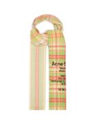 Matchesfashion.com Acne Studios - Logo-print Checked Virgin-wool Scarf - Womens - Yellow Multi