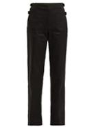 Matchesfashion.com Helmut Lang - Buckled Cotton Gabardine Trousers - Womens - Black