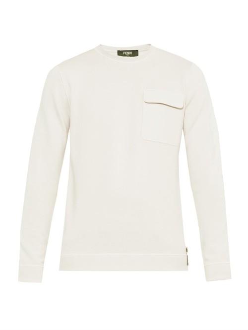 Fendi Leather-pocket Jersey Sweatshirt